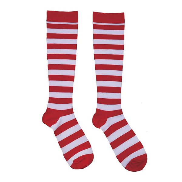 Meia Cano Longo Adulto Vermelho Branco 50cm - 1 Un