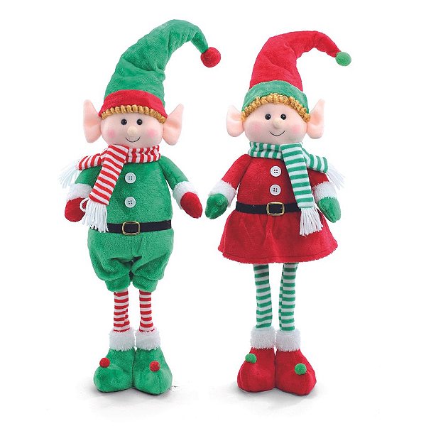 Elfo Decorativo Em Pé Sortido Vermelho Verde 60cm (Elfos) - 1 Un