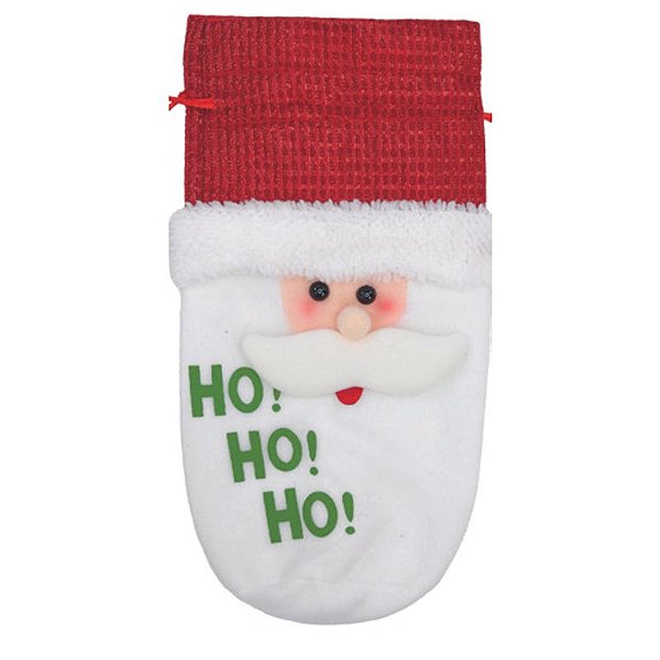 Adorno para Garrafa Noel Vermelho Branco Verde 30cm - 1 Un