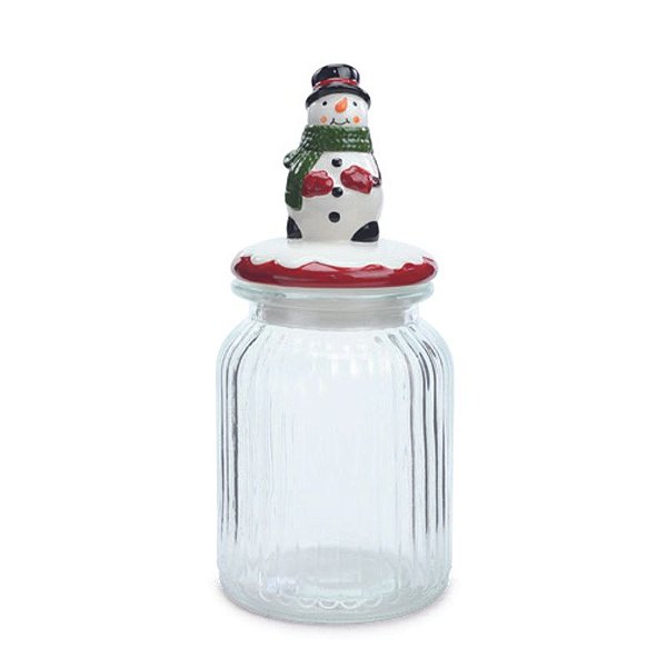 Pote de Vidro Boneco de Neve Incolor 1000Ml   - 1 Un