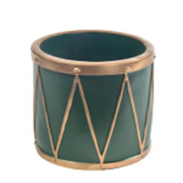 Cachepot Tambor Verde Dourado - 1 Un