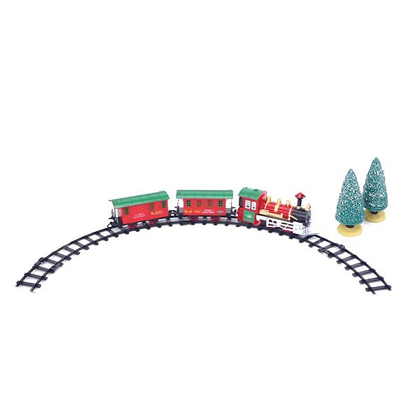 Trem Natal Com Som e Luz 38x43cm 2AA - Kit com 24 Peças