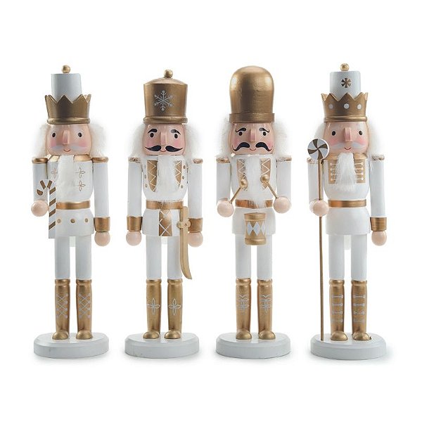 Soldadinho de Chumbo Decorativo Sortido Branco Ouro 30cm - 1 Un