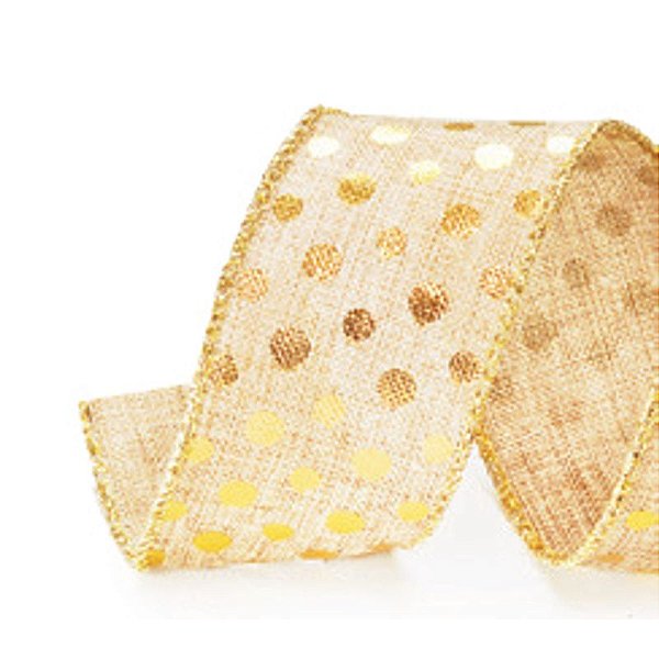 Fita Bege Ouro 3,8cm (Fitas Natalinas) - 1 Un