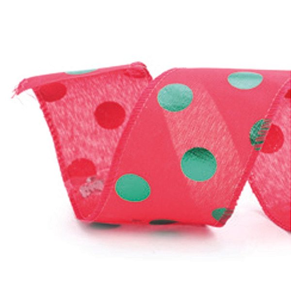 Fita Poa Vermelho Verde 6,3X914cm - 1 Un