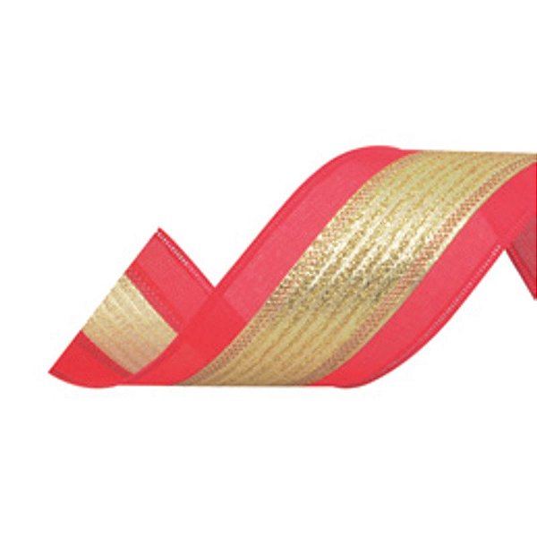 Fita Faixa Lateral Vermelho Ouro 6,3cmx9,14M - 1 Un