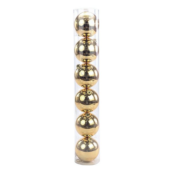 Bola Em Tubo Ouro 8cm - Jogo com 6 Peças