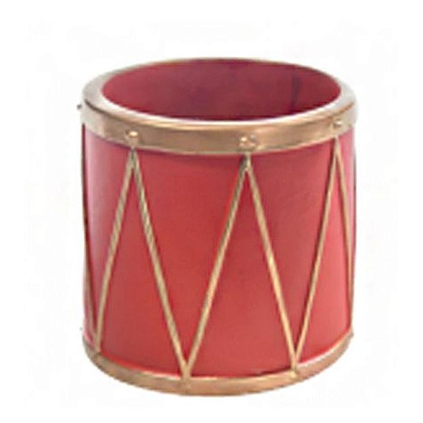 Cachepot Tambor Vermelho Dourado - 1 Un