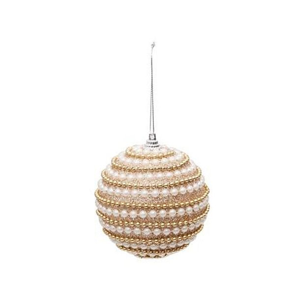 Bola Pérola Ouro Branco 10cm - Jogo com 4 Peças