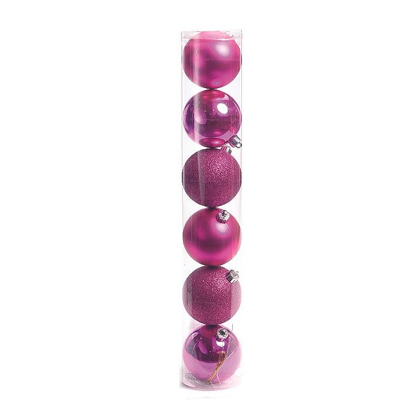 Bola Em Tubo Sortido Rosa 10cm - Jogo com 6 Peças
