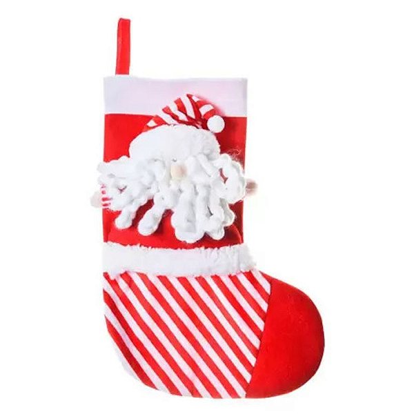 Bota Natalina Rosto Noel Vermelho Branco 43X30cm - 1 Un