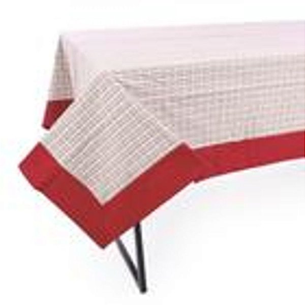 Toalha Mesa Xadrez 8Rt Verde Branco Vermelho 180X320cm - 1 Un