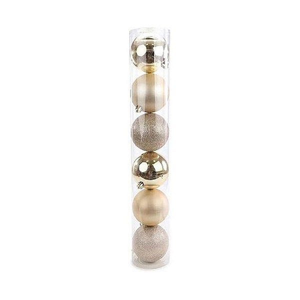 Bola Tubo Brilho/Fosco/Glitter Nud 5cm - Jogo com 6 Peças