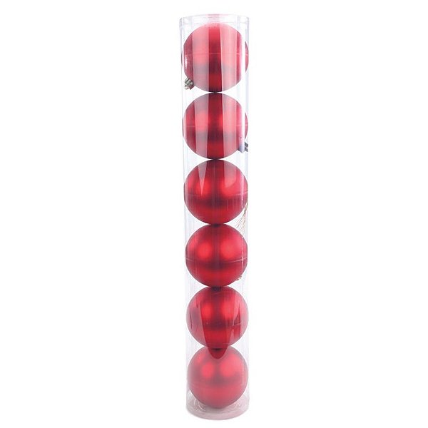 Bola Tubo Fosco Vermelho 10cm - Jogo com 6 Peças