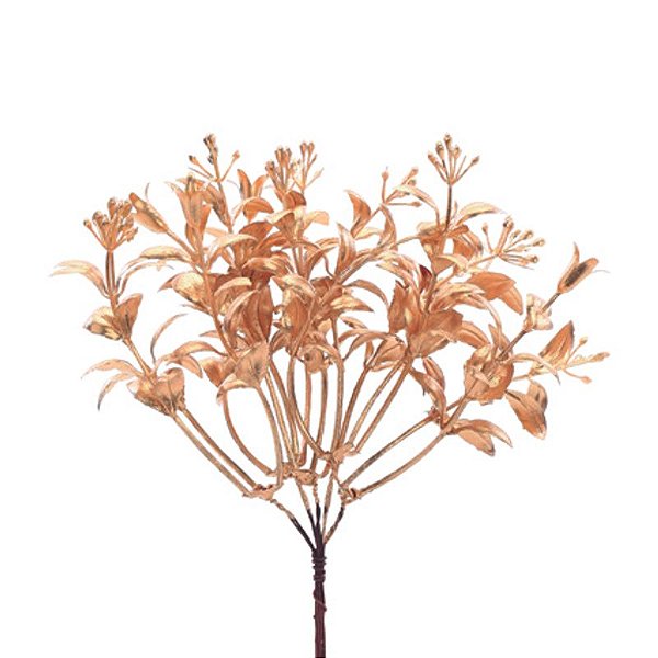 Galho Curto Folhas Ouro 19cm - 1 Un