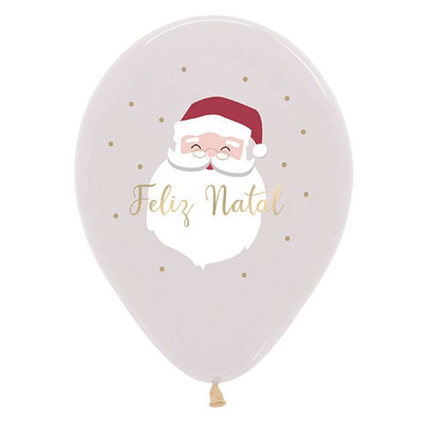 Balão Látex Cristal Papai Noel R12 - 50 Un