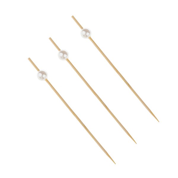 Palito em Bambu para Petiscos 12cm Bolinhas Peroladas - 20 Un