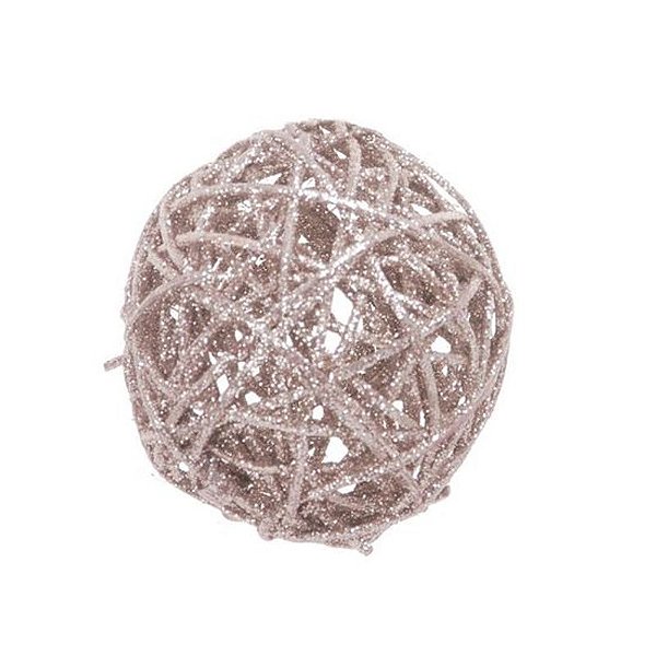 Bola Rattan com Glitter Nude 7,5cm - - 1 Un