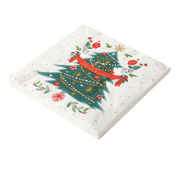 Guardanapo Folha Dupla Pinheiro de Natal 32x32cm - 20 un