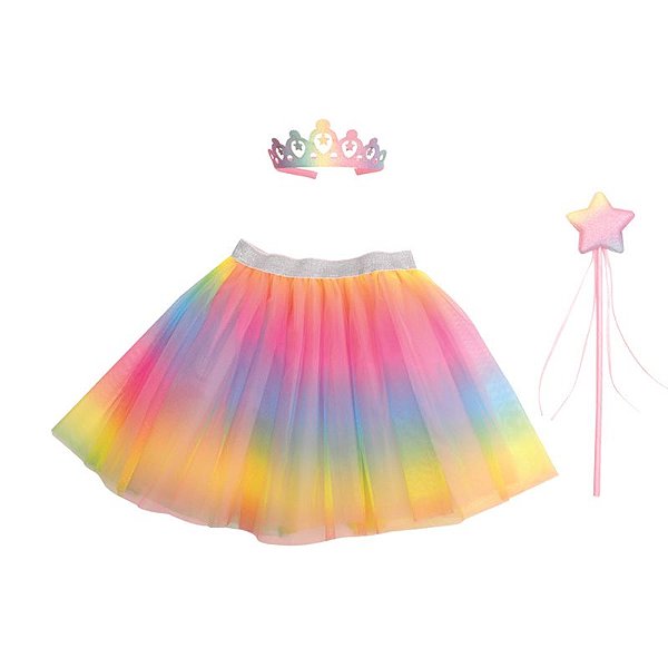 Kit Tutu Varinha e Tiara Multicolor - Kit com 3 peças