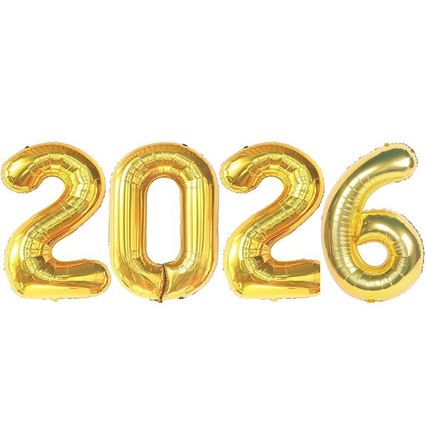 Kit Balão Metalizado 2026 Ouro 16" 32cm