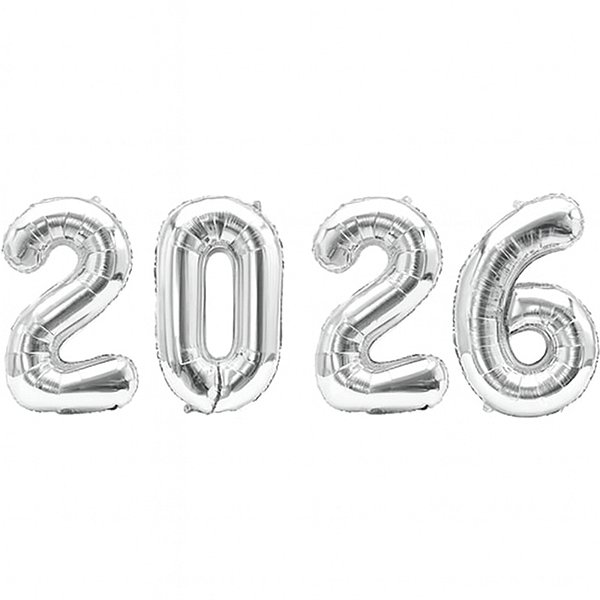 Kit Balão Metalizado 2026 Prata 16" 32cm