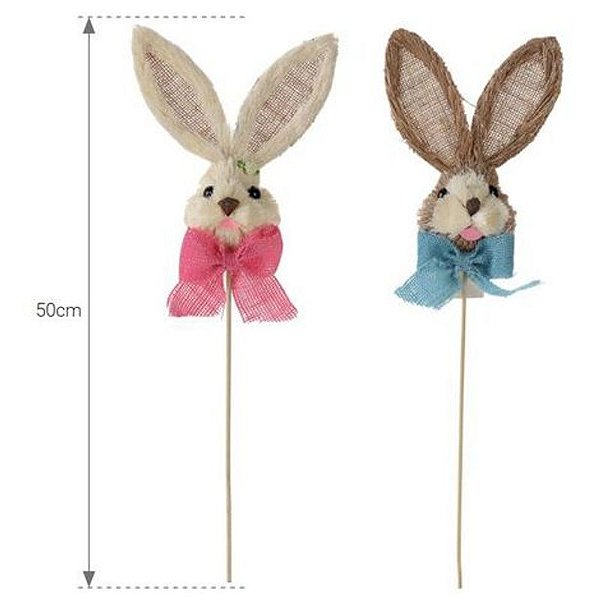 Enfeite Páscoa Carinha De Coelho Laço Sortido 50cm - 1 Un