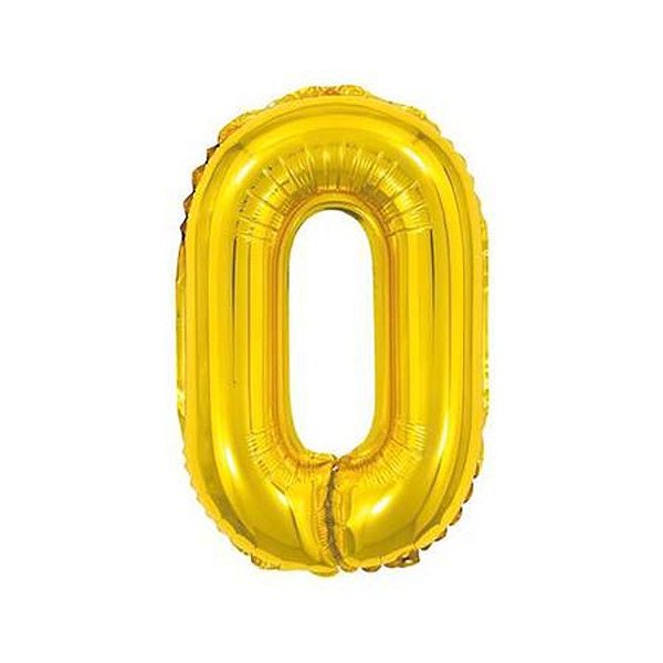 Balão Metalizado Número 0 Ouro 16"