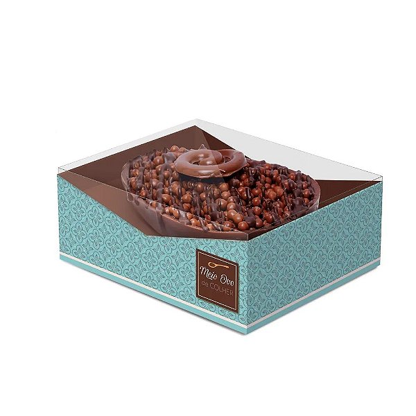 Caixa para Meio Ovo De Colher Chocolatier Turquesa 350g - 1 Un