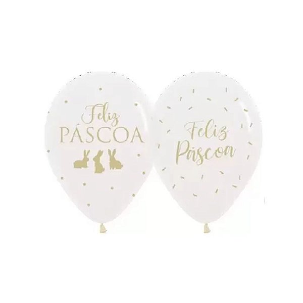 Balão Látex Impressão 360 Cristal Feliz Páscoa R12 - 50 Un