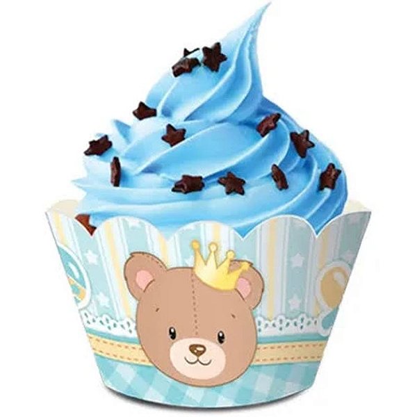 Porta Cupcake Ursinho Menino - 8 Un