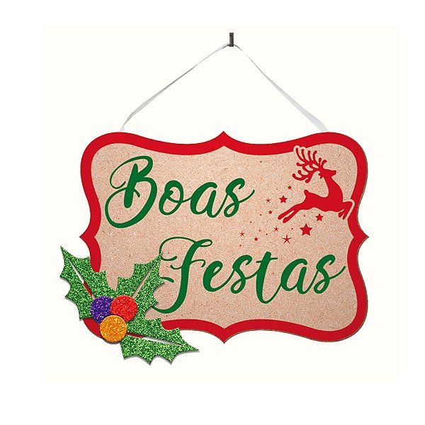 Placa Boas Festas MDF - 1 Un