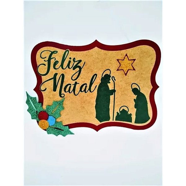 Placa Feliz Natal Presépio MDF - 1 Un
