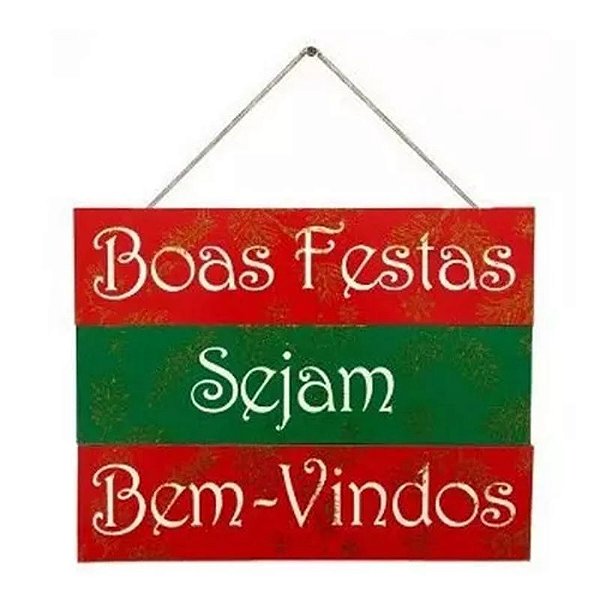 Placa Boas Festas 3 Partes MDF - 1 Un