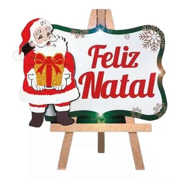 Cavalete Feliz Natal com Led MDF - 1 Un