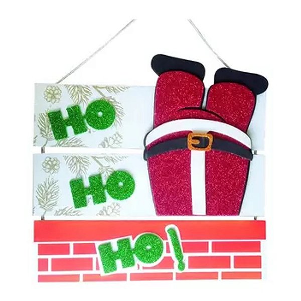 Placa Papai Noel Ho Ho Ho MDF - 1 Un