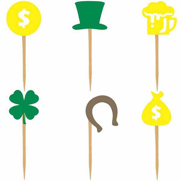 Palito Decorativo St. Patrick's Day P - 6 unidades