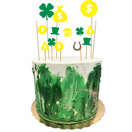 Kit Decoração de Mesa/ Topo de Bolo St. Patrick's Day - 12 peças