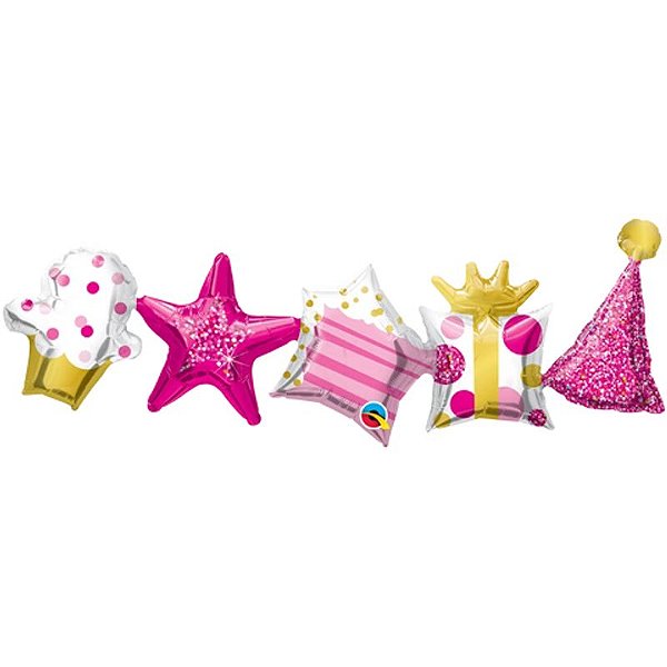 Balão Qualatex 11" - Garland Balloon - Birthday Garland-Rosa - 1 Un