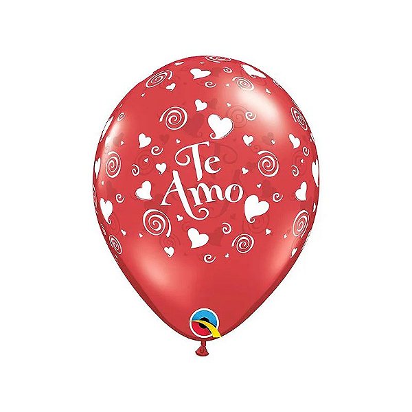 Balão Qualatex 11" - Qx Party Balloon Estampado - Te Amo-Corações E Esp - 6 Un