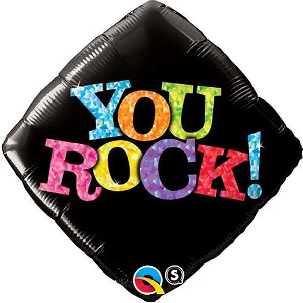 Balão Qualatex 18" - Diamante - You Rock!-Fundo Preto - 1 Un
