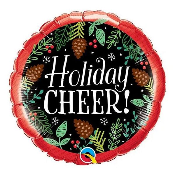 Balão Qualatex 18" - Redondo - Holiday Cheer!-Pinhas - 1 Un