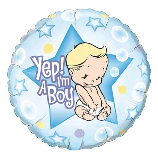 Balão Qualatex 18" - Redondo - Yep! I"M A Boy - 1 Un