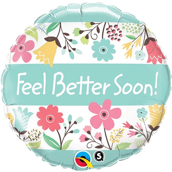 Balão Qualatex 18" - Redondo - Feel Better Soon!-Floral - 1 Un