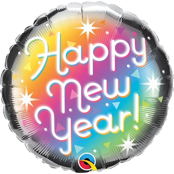 Balão Qualatex 18" - Redondo - Happy New Year!-Prismatico - 1 Un