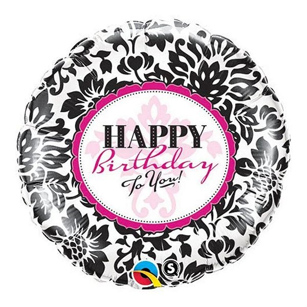 Balão Qualatex 18" - Redondo Solto - Happy Birthday To You!-Damasco - 1 Un