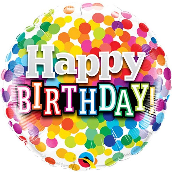 Balão Qualatex 4" - Redondo Solto - Birthday!-Pontos De Confete - 1 Un