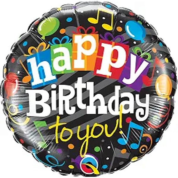 Balão Qualatex 09" - Redondo Solto - Happy Birthday To You! - 1 Un