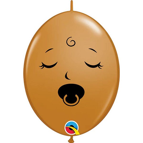 Balão Qualatex 6" - Q-Link Marrom Mocha - Rosto De Bebê-Sonolento - 50 Un