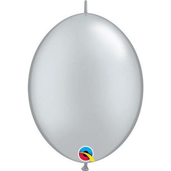 Balão Qualatex 12" - Q-Link Prata - Liso Látex - 50 Un